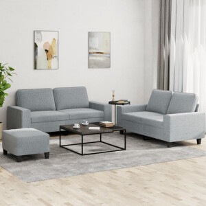 vidaXL 3-delige Loungeset stof lichtgrijs