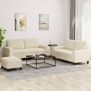vidaXL 3-delige Loungeset stof crèmekleurig
