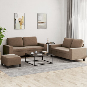 vidaXL 3-delige Loungeset stof bruin