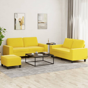 vidaXL 3-delige Loungeset stof lichtgeel