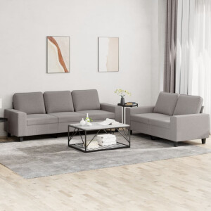 vidaXL 2-delige Loungeset stof taupe