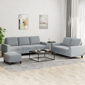 vidaXL 3-delige Loungeset stof lichtgrijs