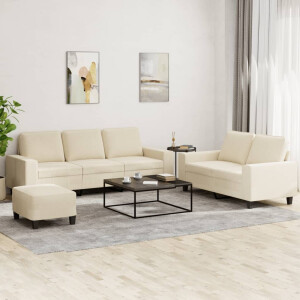 vidaXL 3-delige Loungeset stof crèmekleurig