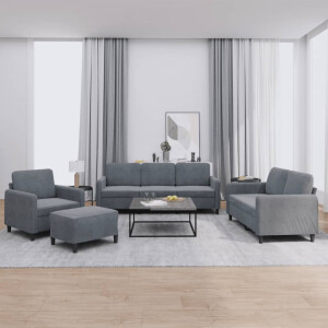 vidaXL 4-delige Loungeset fluweel donkergrijs