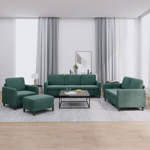 vidaXL 4-delige Loungeset fluweel donkergroen