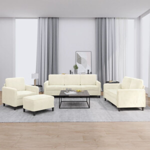 vidaXL 4-delige Loungeset fluweel crèmekleurig