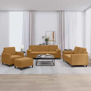vidaXL 4-delige Loungeset met kussens fluweel bruin