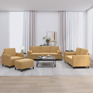 vidaXL 4-delige Loungeset met kussens fluweel bruin