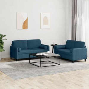 vidaXL 2-delige Loungeset met kussens fluweel blauw