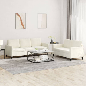 vidaXL 2-delige Loungeset fluweel crèmekleurig