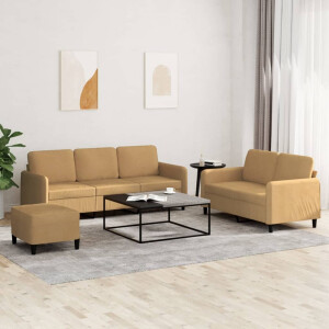 vidaXL 3-delige Loungeset fluweel bruin