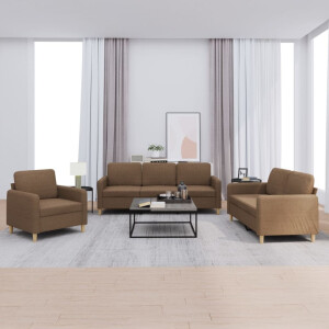 vidaXL 4-delige Loungeset met kussens stof bruin