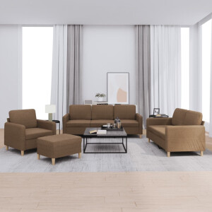 vidaXL 4-delige Loungeset met kussens stof bruin