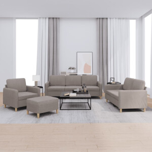 vidaXL 4-delige Loungeset met kussens stof taupe