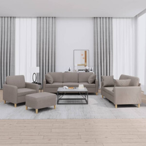 vidaXL 4-delige Loungeset met kussens stof taupe