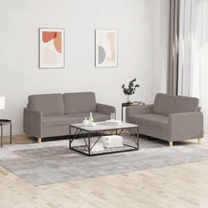 vidaXL 2-delige Loungeset met kussens stof taupe