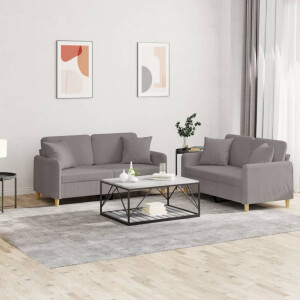 vidaXL 2-delige Loungeset met kussens stof taupe