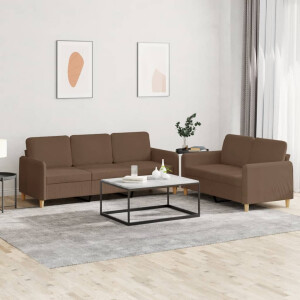 vidaXL 2-delige Loungeset met kussens stof bruin