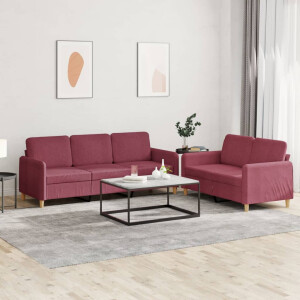 vidaXL 2-delige Loungeset met kussens stof wijnrood