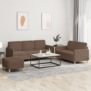 vidaXL 4-delige Loungeset met kussens stof bruin