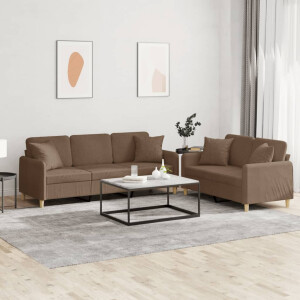 vidaXL 2-delige Loungeset met kussens stof bruin