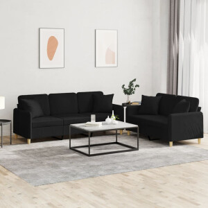vidaXL 2-delige Loungeset met kussens stof zwart