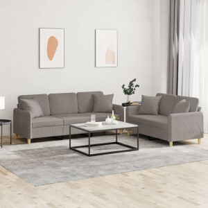 vidaXL 2-delige Loungeset met kussens stof taupe
