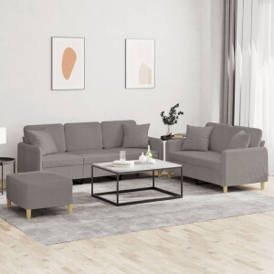 vidaXL 3-delige Loungeset met kussens stof taupe