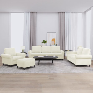 vidaXL 4-delige Loungeset met kussens fluweel crèmekleurig
