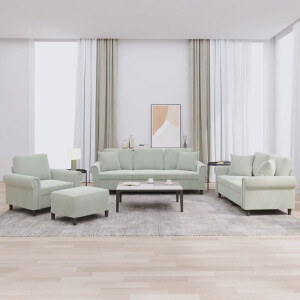 vidaXL 4-delige Loungeset met kussens fluweel lichtgrijs