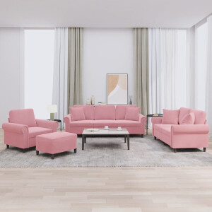 vidaXL 4-delige Loungeset met kussens fluweel roze