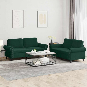 vidaXL 2-delige Loungeset met kussens fluweel donkergroen