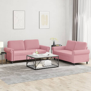 vidaXL 2-delige Loungeset met kussens fluweel roze
