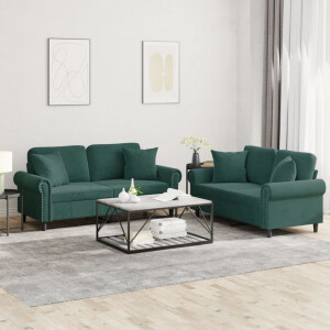 vidaXL 2-delige Loungeset met kussens fluweel donkergroen