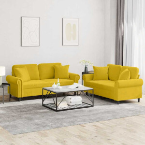 vidaXL 2-delige Loungeset met kussens fluweel geel
