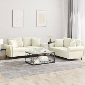 vidaXL 2-delige Loungeset met kussens fluweel crèmekleurig