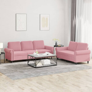 vidaXL 2-delige Loungeset met kussens fluweel roze