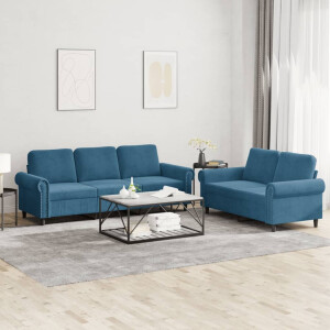 vidaXL 2-delige Loungeset met kussens fluweel blauw