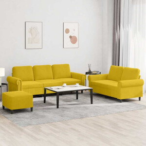 vidaXL 3-delige Loungeset met kussens fluweel geel