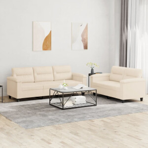vidaXL 2-delige Loungeset met kussens microvezelstof beige