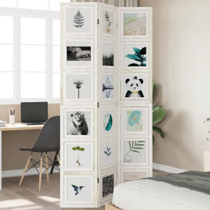 vidaXL Kamerscherm met 3 panelen massief paulowniahout wit