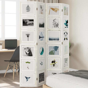 vidaXL Kamerscherm met 4 panelen massief paulowniahout wit