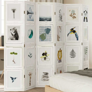 vidaXL Kamerscherm met 6 panelen massief paulowniahout wit