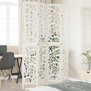 vidaXL Kamerscherm met 4 panelen massief paulowniahout wit