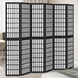 vidaXL Kamerscherm met 6 panelen massief paulowniahout zwart