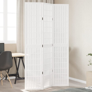 vidaXL Kamerscherm met 3 panelen massief paulowniahout wit