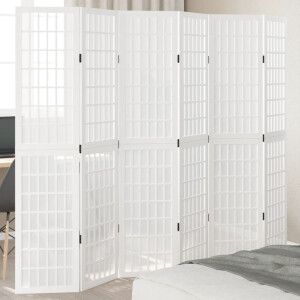vidaXL Kamerscherm met 6 panelen massief paulowniahout wit