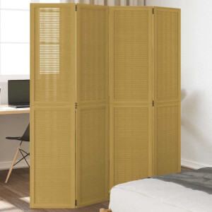 vidaXL Kamerscherm met 4 panelen massief paulowniahout bruin