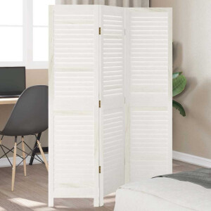 vidaXL Kamerscherm met 3 panelen massief paulowniahout wit