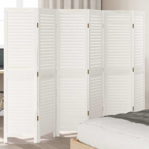 vidaXL Kamerscherm met 6 panelen massief paulowniahout wit